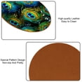 thumbnail image 5 of Peacock Feathers 6PCS Round Microfiber Leather Coasters Set, 11x11 cm/4.3x4.3 in, Drink Mats for Table and Absorption, Stylish Beverage Coasters for Home and Office Décor, 5 of 6