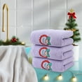 thumbnail image 4 of Lilgiuy 3Pcs Christmas Cotton Hand Towels Xmas Santa Reindeer Pattern Bathroom Towels Quick Dry Dish Towels for Holiday Kitchen Drying Cleaning Cooking Gift, 29.53x13.78 in, Purple, 4 of 6