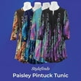 thumbnail image 4 of SAGEFINDS Paisley Pintuck Tunic for Women, Long Pullover Top with 3/4 Sleeves, Dressy Blouse, Casual Shirt, 4 of 8