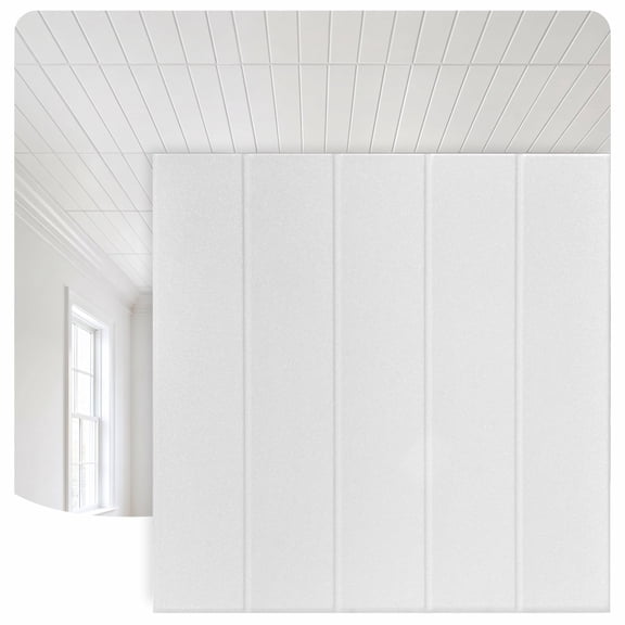 R104 - Bead Board Foam Glue-up Ceiling Tile in Plain White (21.6 Sq.ft / Pack) - 8 Pieces