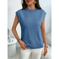 thumbnail image 3 of Women'S Mock Neck Sweaters Vest Business Casual Trendy Tops Fall Outfits  Blue S, 3 of 7