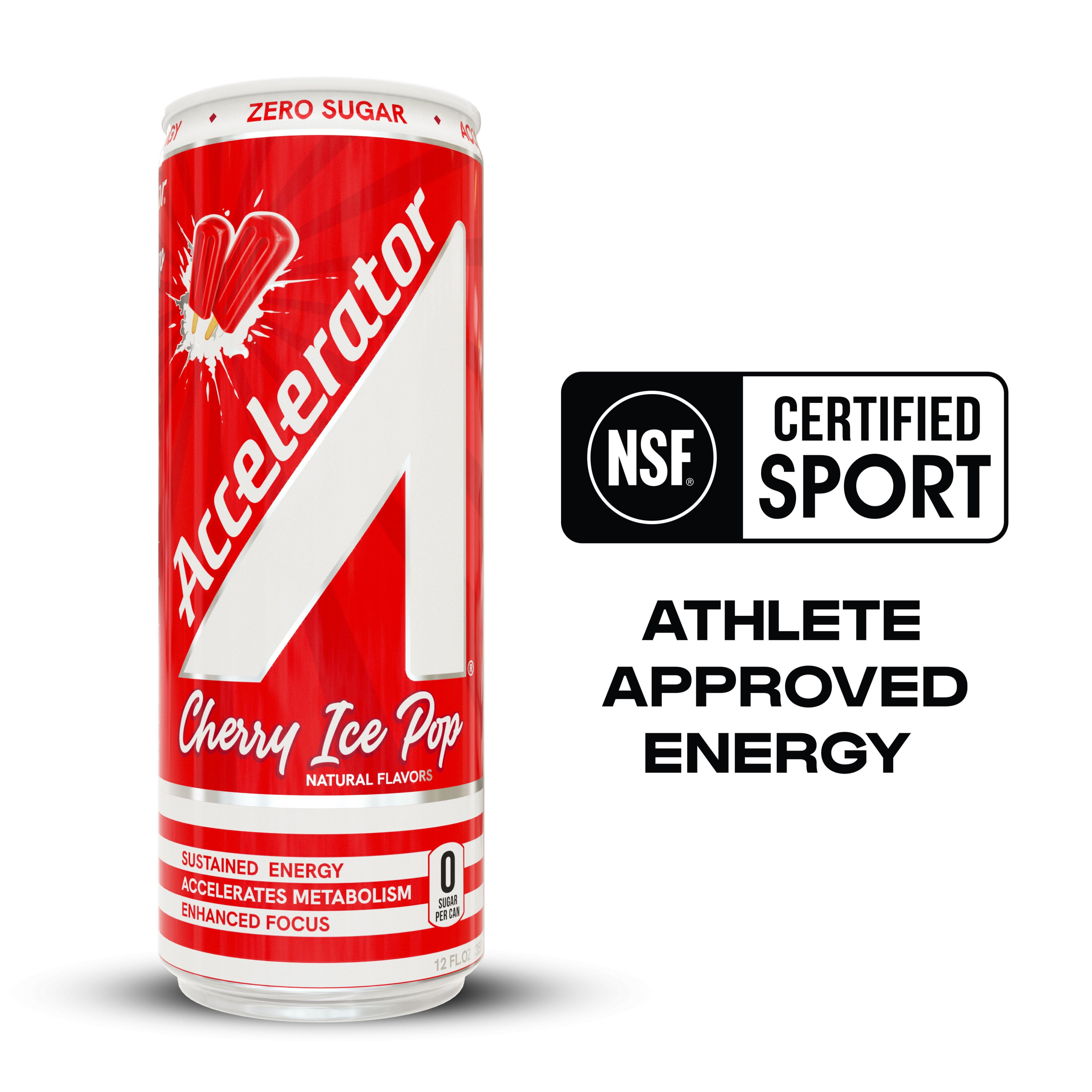 (4 pack) Accelerator Cherry Ice Pop Energy Drink, 12 fl oz can