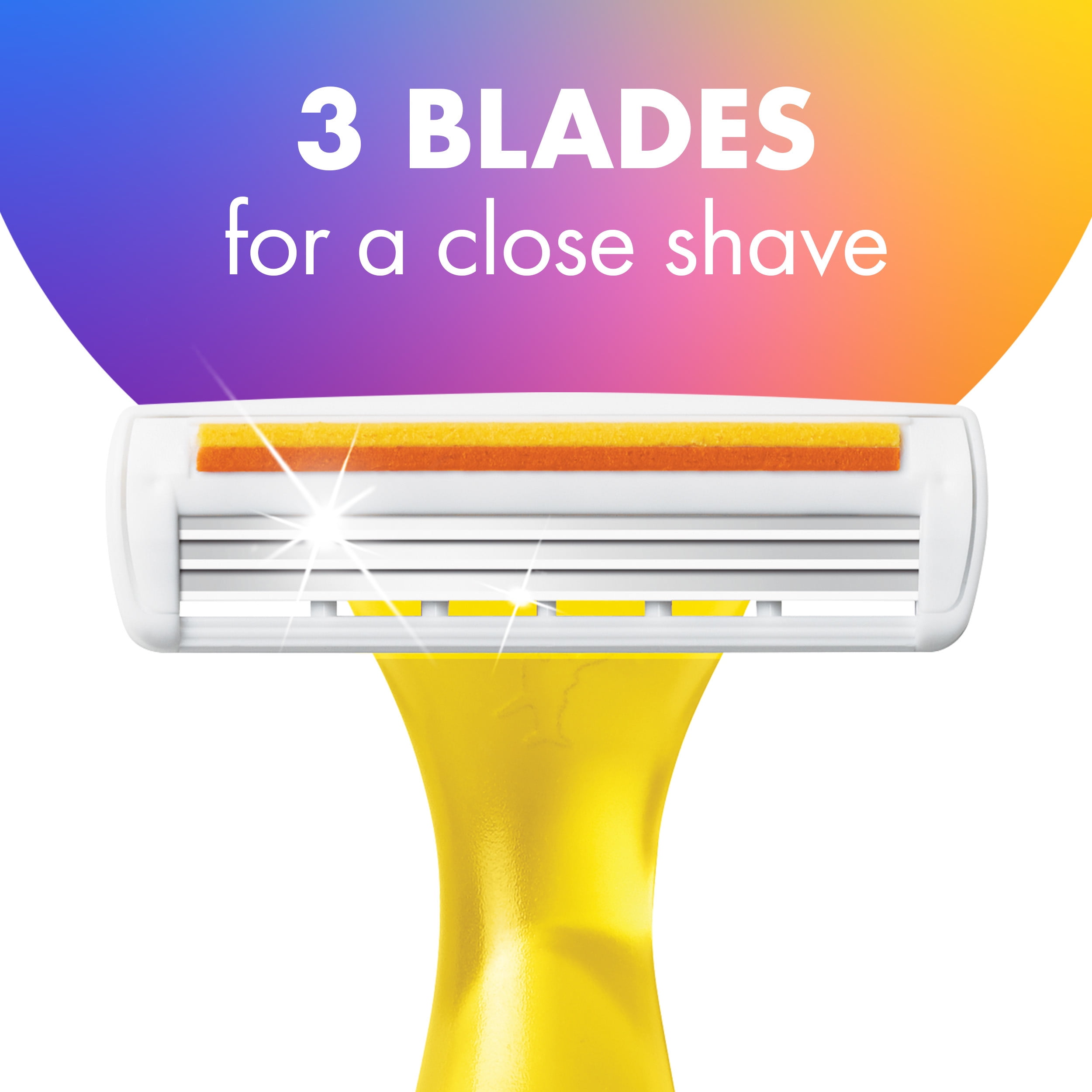 BIC Soleil Smooth Colors Disposable Women's Razors, 3-Blade Razors, Bright Colors, 10-Count Gift Set for Her