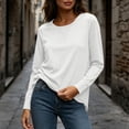 thumbnail image 5 of yillto Tshirts for Womens Long Sleeve Basic Shirts Sofy Stretchy Crew Neck Solid Color Loose Tees, 5 of 7