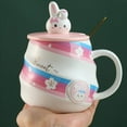 thumbnail image 2 of YWC-Ceramic Coffee Cups Rabbit Cute Mug with Lid Gold Spoon, Novelty Morning Milk Cups Anime Tea Mugs Gift 450ML, 2 of 4