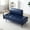 Blue + Faux Leather + Wood + Primary Living Space + Modern + Foam + PU Leather + 2 Seat, variant on 55"Inch Width Modern End of Bed Bench,Blue Faux Leather Upholstered With side table, 360-degree Swivel tray couch,Entryway Ottoman,Window Bench with  Metal Legs for Bedroom, Living Room