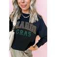thumbnail image 2 of Women's Black Rhinestone Mardi Gras Letter Graphic Drop Shoulder Sweatshirt - [ZhiHiMeRi] | (US 20-22)2XL, 2 of 8