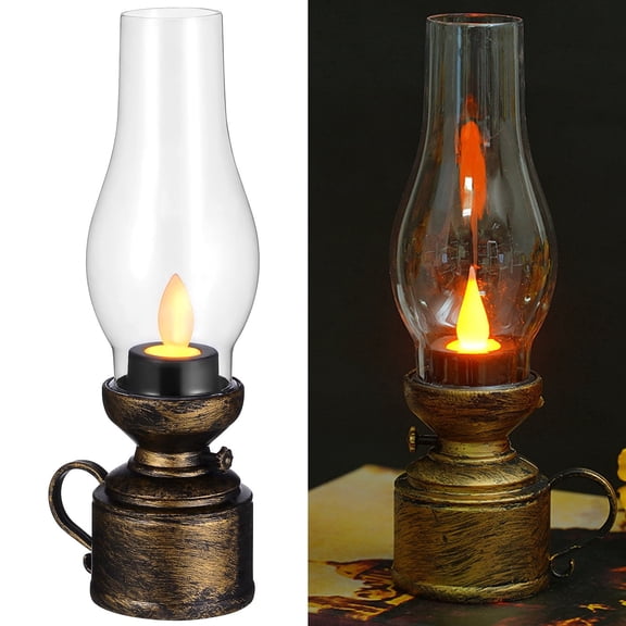 Vintage  Cordless Table Lamp with Dimmer & Touch Control, Small Battery Powered Lights, Amber Hand-Blown Glass Retro Farmhouse Lamp for Bedroom, Living Room, Dining Table, Kitchen