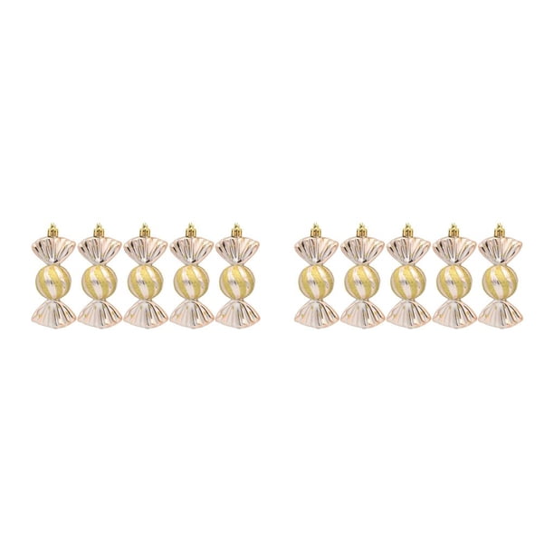 Bewildely Paquete de 5 bolas de dulces de Navidad decoraciones temáticas colgante de chimenea de plástico adorno de ambientes al aire libre Dorado champagne 2Conjunto