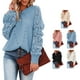 thumbnail image 4 of Suéter de punto con cuello redondo, suéter de mujer con cuello redondo y mangas abullonadas de punto hueco Suéter de cuello redondo Tecnología innovadora, 4 of 6