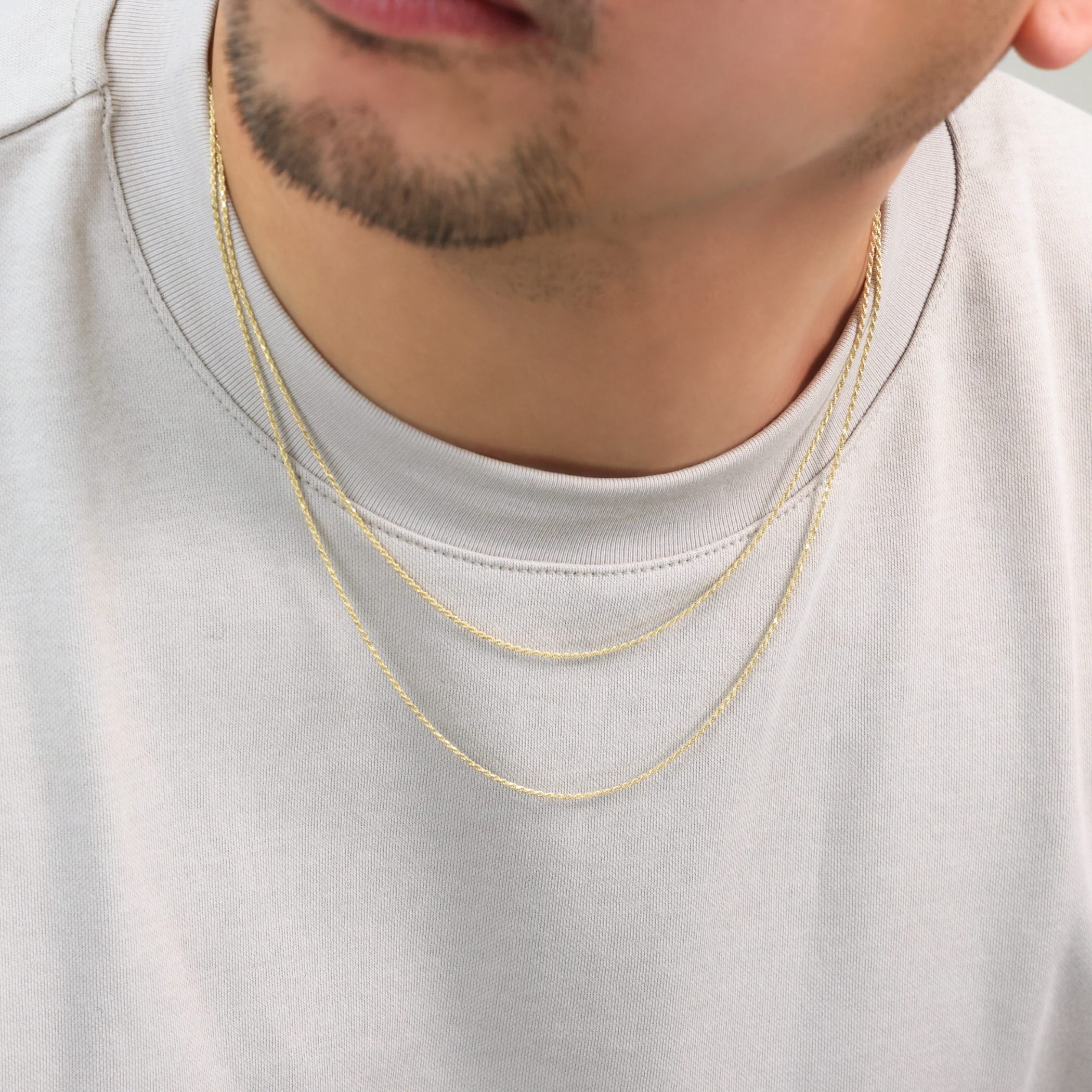 Nuragold 10K Real Yellow Gold 1mm Solid Rope Chain Diamond Cut Necklace (16"-24") Italian Jewelry for Men & Women