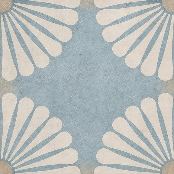Vintage Blue and White Flower Pattern Design Detachable Self-Adhesive PVC Vinyl Floor Stickers for Peeling Floor Tiles, Ideal for Living Rooms, Kitchens, and Bathrooms