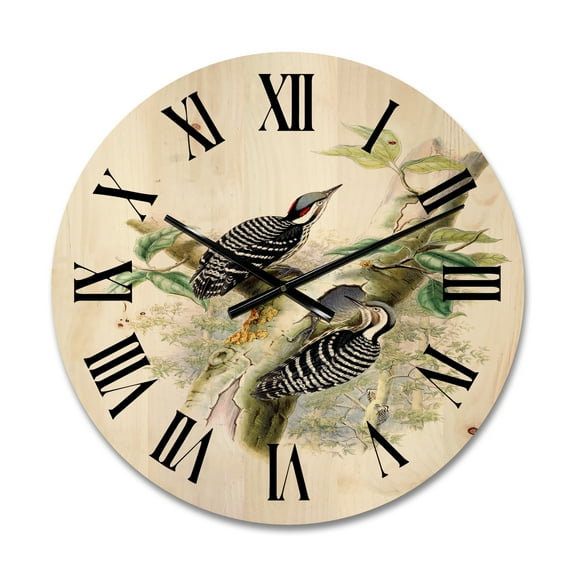 Designart 'Ancient Birds In The Wild V' Traditional Wood Wall Clock