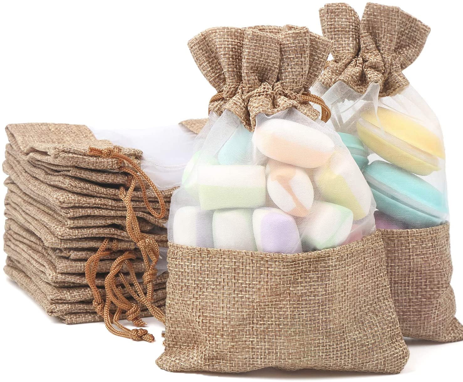 burlap organza bolsas