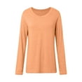 thumbnail image 4 of UJNDER Women's Classic V Neck Long Sleeve T Shirts for Women Solid Color Top Casual Comfortable Orange S, 4 of 5