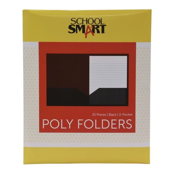 School Smart 2019631 Heavyweight Two-Pocket Poly Folder, Black - Pack of 25