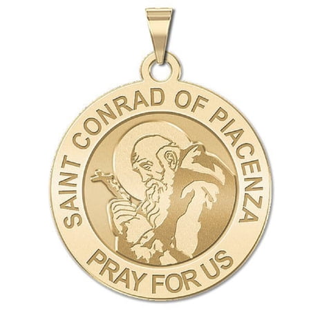 Picturesongold.Com Saint Conrad of Piacenza Religious Medal Female Adult-1 inch 14K Yellow Gold