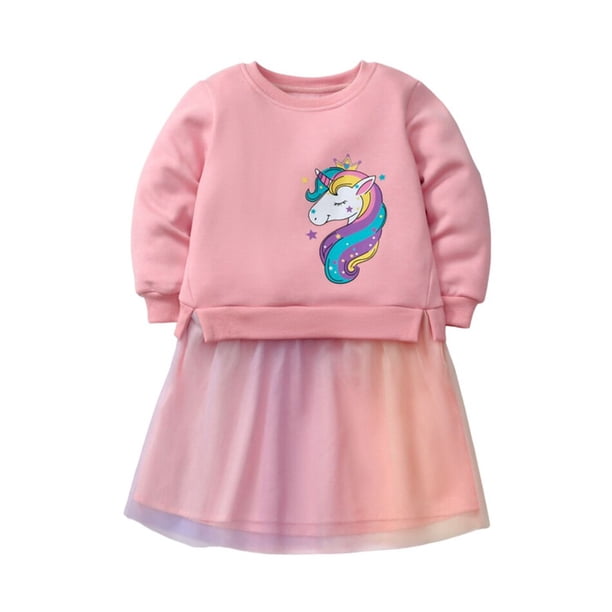 Vestidos de princesa unicornio para niños, trajes de bebé de manga larga otoño primavera, ropa de cumpleaños para niños pequeños, arcoíris zhangmengya unisex