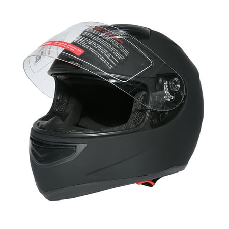 TCMT DOT Adult Full Face Dual Visor Motorcycle Helmet Matte Black with Flip Up Modular for Motocross Offroad Street Dirt Bike L