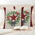 thumbnail image 3 of Christmas Red Birds Outdoor Waterproof Pillow Covers, Xmas Texas Star Wreath Red Plaid Decorative Square Throw Pillowcase Sofa Cushion Sham for Patio/Couch/Chair, 16"x16" 2 Pack, 3 of 8