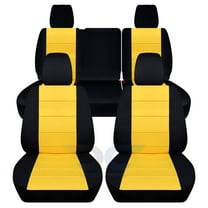 Designcovers Compatible with 2013-2018 Jeep Wrangler JK 4-Door Seat Covers: Black and Yellow - Full Set: Front & Rear Split Bench