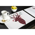 thumbnail image 5 of Christmas Placemats Set of 4, Christmas Reindeer Placemat for Dining Table Decorations, Cotton Linen Oh Deer Red Black Buffalo Plaid Place Mats, Xmas Table Mats for Kitchen Dinner Holiday Party Decor, 5 of 6