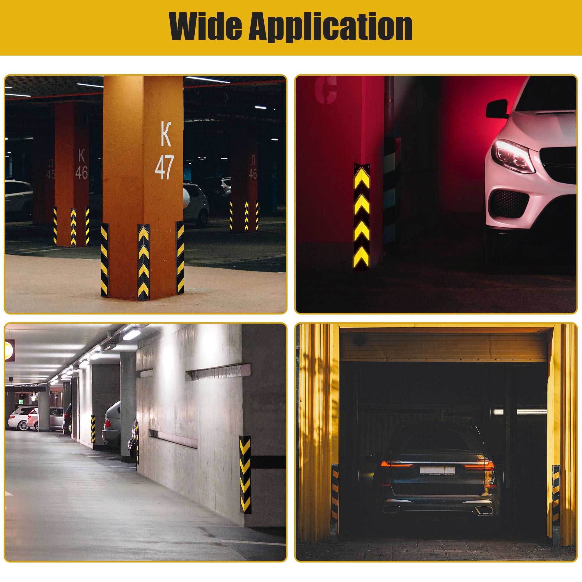 Yescom 31" Rubber L-Shape Corner Guard with Reflective Yellow Strip For Garage  Parking Lot 4 Packs