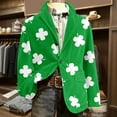 thumbnail image 2 of Levmjia Men's Suit Jacket Corduroy Blazer St. Patrick's Day Green Shamrocks Print Single - Breasted Pocket Stretch S - 4XL Formal Casual Party Outfit, 2 of 8