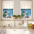 thumbnail image 4 of Cartoon Snowman Kitchen Curtains and Valances Set, Christmas Snowman Xmas Tree Snowfall Mottled Blue Rod Pocket Window Valance Window Curtain Panels for Living Room Bedroom, 27.5x24in, 3 Pieces, 4 of 7