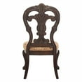thumbnail image 4 of Traditional Formal Set of 2 Side Chairs Dining Room Furniture Cherry Finish with Gold Tipping Wood Cushion Padded Fabric Seats, 4 of 6