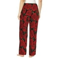thumbnail image 3 of Uemuo Rose Flowers Pattern Women's Wide Leg Palazzo Lounge Pants with Pockets Light Weight Loose Comfy Casual Pajama Pants-XX-Large, 3 of 9