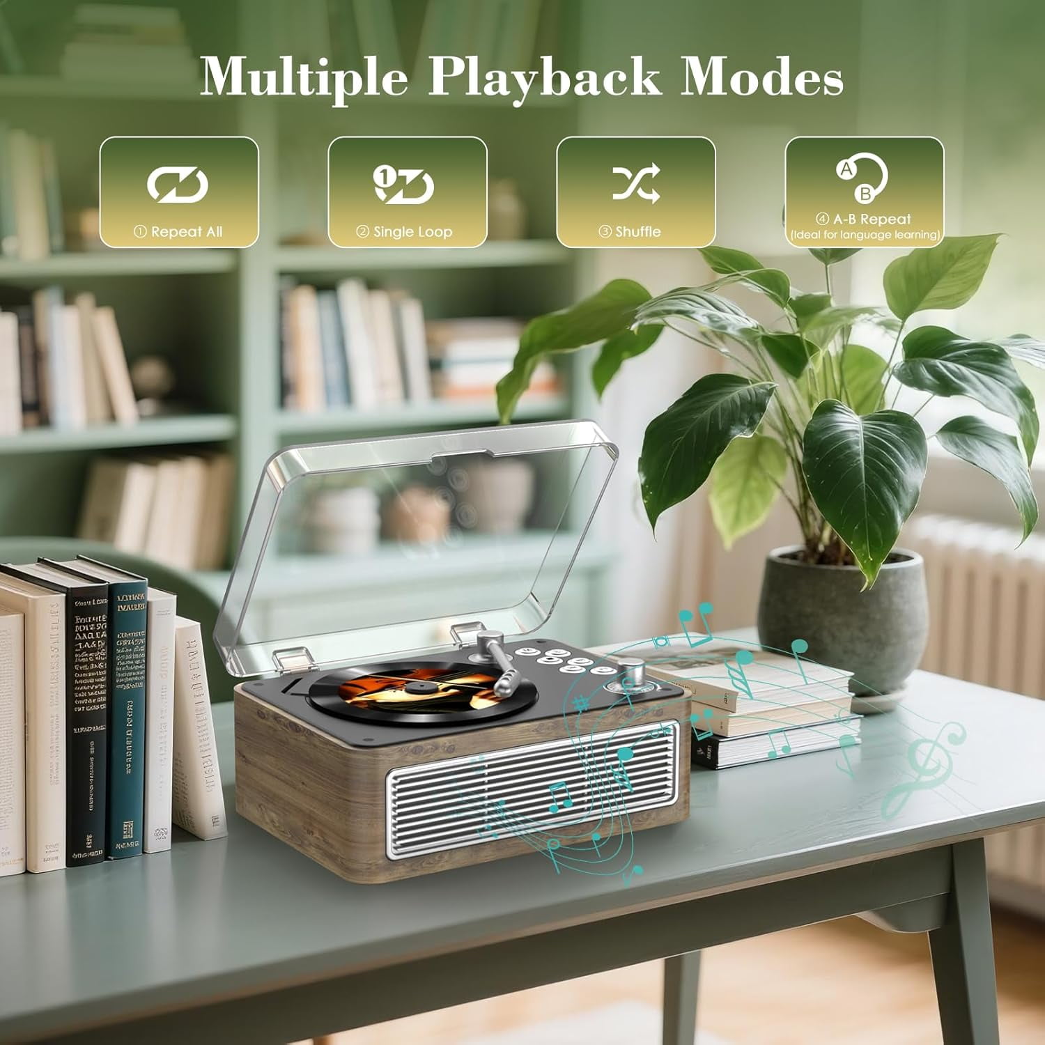 Qoosea CD Player Portable Bluetooth: CD Players for Home with Speakers Rechargeable & Radio & Remote Control Vintage CD-Player Support USB/AUX Playback Headphone Jack