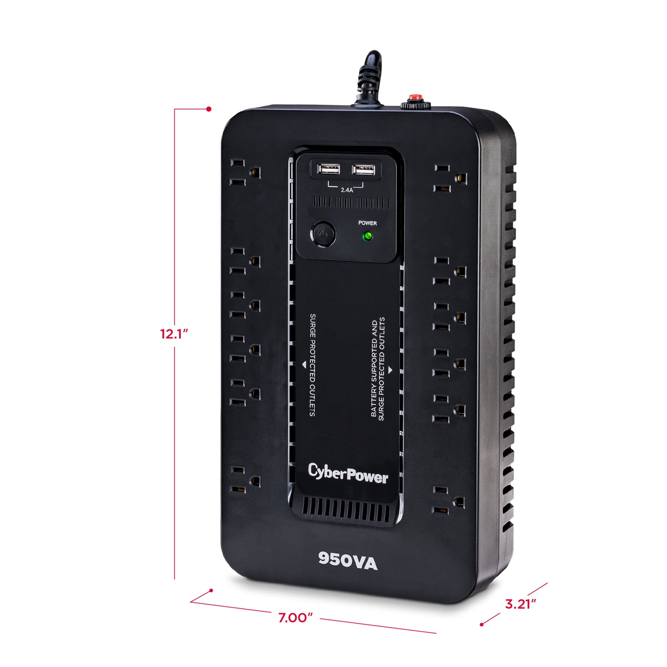 CyberPower SX950U Battery Backup UPS, 950VA/510W, 120V, 12 Outlets, USB, Surge, Cable & Manual Included