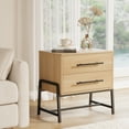 thumbnail image 3 of Farmhouse Nightstand with Drawers, Small End Table, Wooden Bedside Table with Metal Legs, Sofa Side Table,2 Drawer Dresser for Bedroom, Living Room, 3 of 11