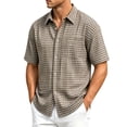 thumbnail image 2 of COSFO Plaid Mens Button Up Shirt Short Sleeve Summer Cotton Shirts Casual Collared with Pocket Loose Fit Tops, 2 of 9