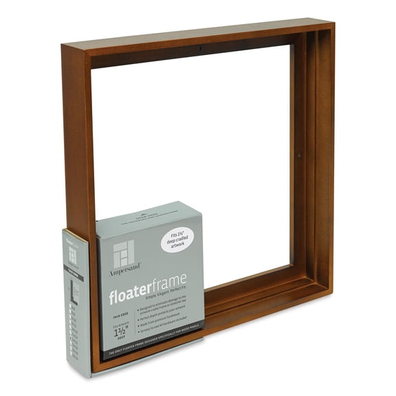 Ampersand Floater Frame - Thin, Walnut, 12" x 12", 1-1/2"
