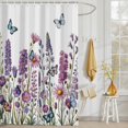 thumbnail image 3 of Shower Curtain Purple Lavender Shower Curtains for Bathroom Decor, Waterproof Polyester Shower Curtain Set with Hooks, Extra Long 72" x 84" Vintage Floral Butterfly White, 3 of 9