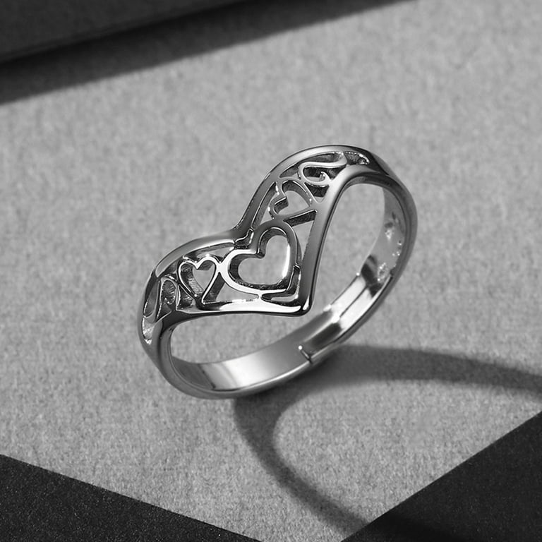 Hollow Out Star Heart Rings For Women Men Splice Open Adjustable Couples  Rings Jewelry Gifts Accessory Promise Finger Rings Wedding Engagement Bands