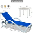 thumbnail image 6 of Patio Chaise Lounge Adjustable Aluminum Pool Lounge Chairs with Arm All Weather Pool Chairs for Outside,in-Pool,Lawn (Blue, 1 Lounge Chair+1 Plastic Table), 6 of 7