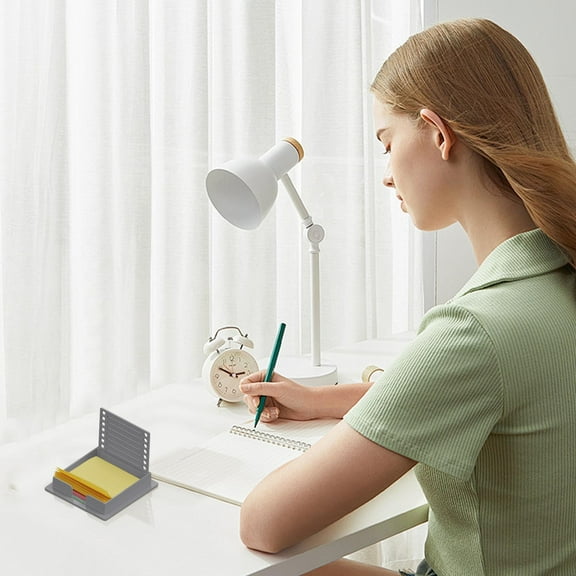 Sticky Note Holder Compatible with Post It Notes, 3x3 Sticky Pads Dispenser with Stencil, Memo Pad Organizer with Line Box Drawing Template for Office and Home