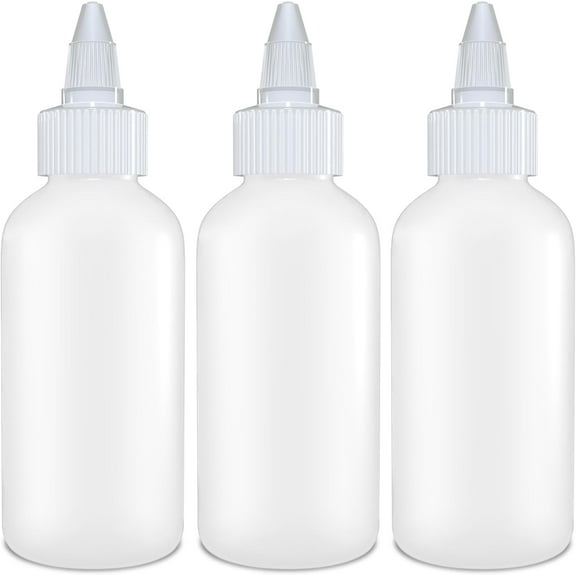 Condiment Squeeze Bottles - 4 OZ Squirt Empty Bottles, Twist Top Cap, Leak Proof - Great for Ketchup, Mustard, Syrup, Sauces, Dressing, Oil, Arts and Crafts, BPA-FREE Plastic - 3 PACK