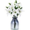 thumbnail image 4 of 5 Pack Artificial Flowers Lily Real Touch Fake Flowers for Wedding Home Party Garden Shop Office Decoration Plastic Lily Faux Flowers.C, 4 of 7