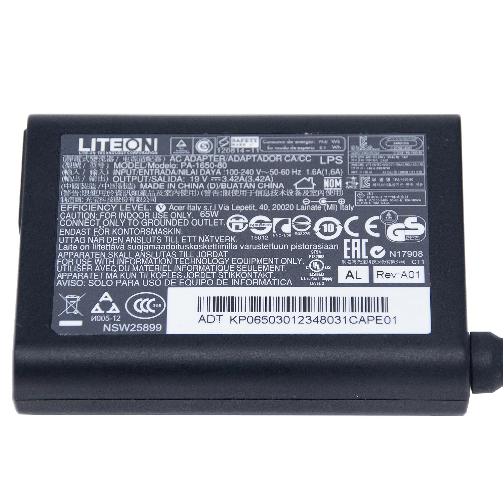 ★ hp Rev A04 PA-1650-32HJ 2Z22659701 ACア ACER Compatible 19V 3.42A 65W Charger PA-1650-80 for N16P2, N17P4