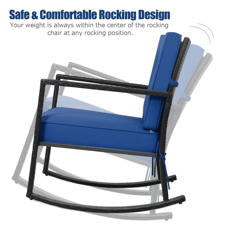 Aimee Lii Outdoor Rocking Chair, Patio Rocker Chair, Weather Resistant,for Lawn, Porch, Backyard, Indoor and Garden, Navy