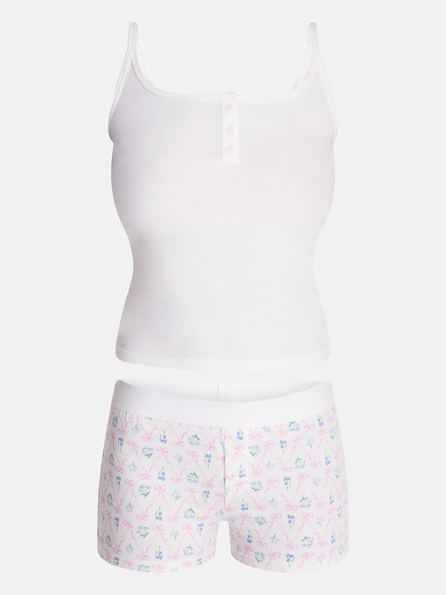 No Boundaries Women’s and Women’s Plus Cloud Core Sleepwear Cami and Boxers, 2-Piece Set, Sizes XXS-3X