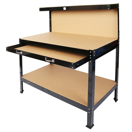

Irene Inevent Wooden MDF Workbench with Drawer Hooks Working Table Indoor DIY Craft 63 Inch