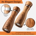 thumbnail image 3 of Haomacro Kitchen Wooden Salt and Pepper Grinder Set: Refillable Salt & Pepper Mills Adjust for Customized Coarseness, Crafted of Solid Acacia Wood with Ceramic/Stainless Steel Core, 8 Inches 2 Pack, 3 of 6