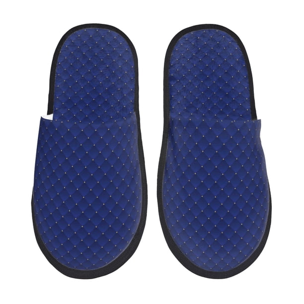 Fotbe Navy Blue Pantuflas Peludas para Mujer con Estampado, Zapatillas de Peluche, Zapatos de Invierno para Casa, Uso Interior y Exterior-Large