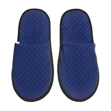 Balery Navy Blue Slient Indoor Furry Fleece Comfort House Shoes Soft Non-Slip Home Shoes Cotton slippers House Slippers-- Large