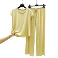 thumbnail image 4 of Fewfanhot Pyjama pour Femmes Ensemble Été Ample Col Rond T-shirt à Manches Courtes Pantalon à Jambe Grand Tenue d'Intérieur Ensemble Deux Pièces, 4 of 9